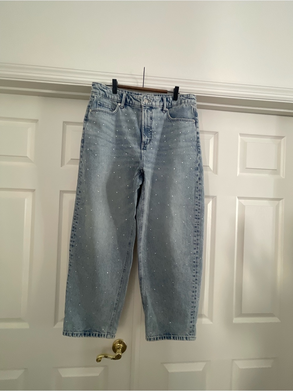 LOFT Light Blue Barrel Jeans with Rhinestones Embellishments. Size 8 or 10